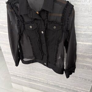 Elegant Black Sheer Jean Jacket